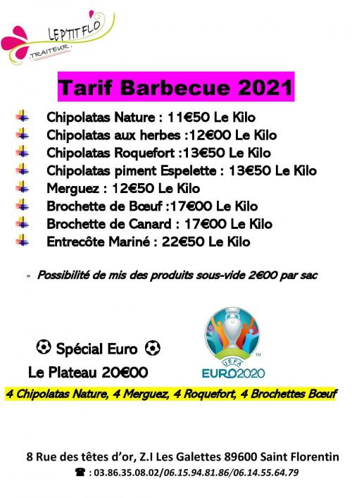 Tarif Barbecue 2021